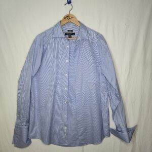 Pronto Uomo Men's Blue Long Sleeved Collared Dress Shirt Size 15 1/2 (34/35)